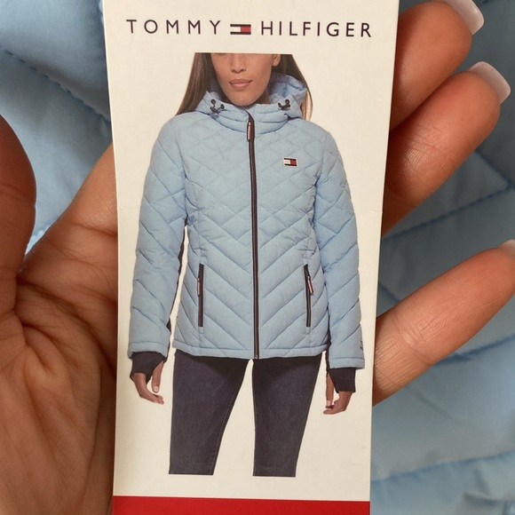 NWT Tommy Hilfiger Puffer Coat Women's Sz M Blue Cerulean - Picture 11 of 11